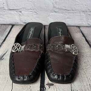 Brighton Black and Brown Leather Flats